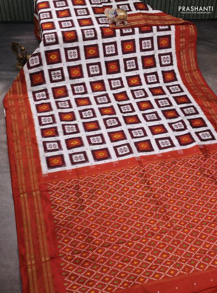 Off White & Rust Pochampally Silk