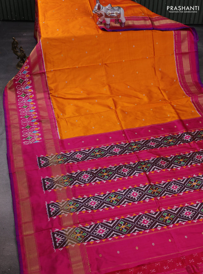 Orange & Pink Pochampally Silk