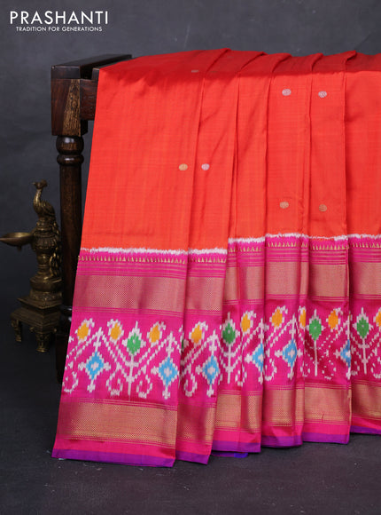 Orange & Pink Pochampally Silk