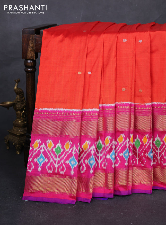 Orange & Pink Pochampally Silk