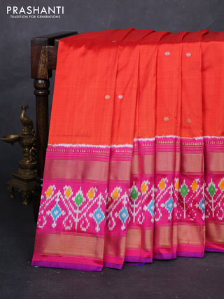 Orange & Pink Pochampally Silk