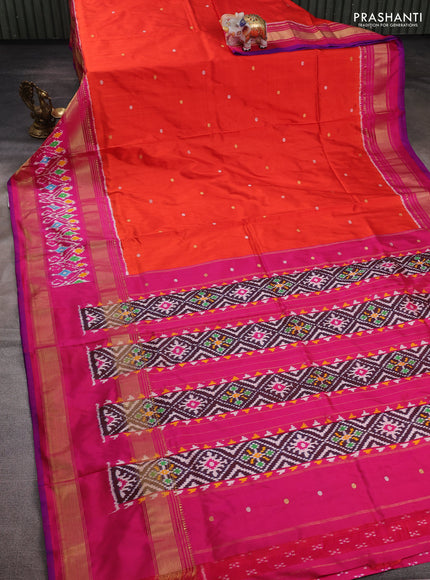 Orange & Pink Pochampally Silk