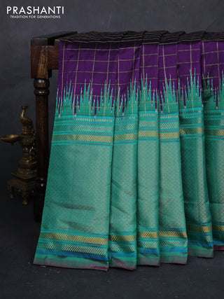 Purple & Teal Green Pochampally Silk