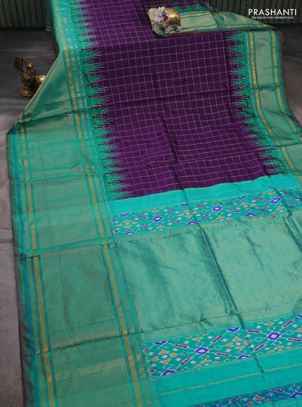 Purple & Teal Green Pochampally Silk