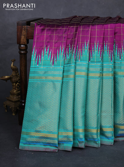 Purple & Teal Green Pochampally Silk