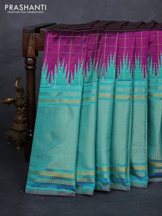 Purple & Teal Green Pochampally Silk