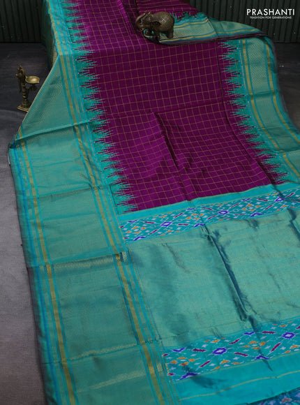 Purple & Teal Green Pochampally Silk