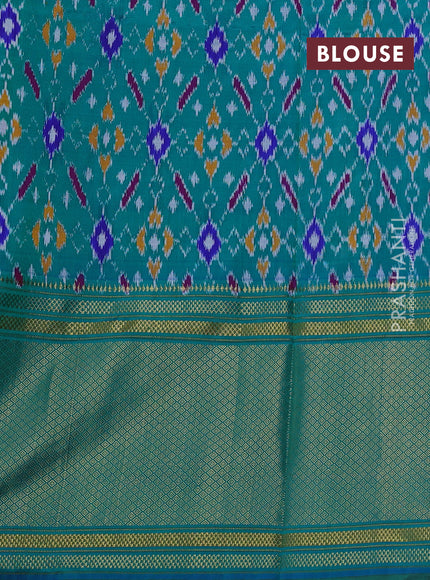 Purple & Teal Green Pochampally Silk