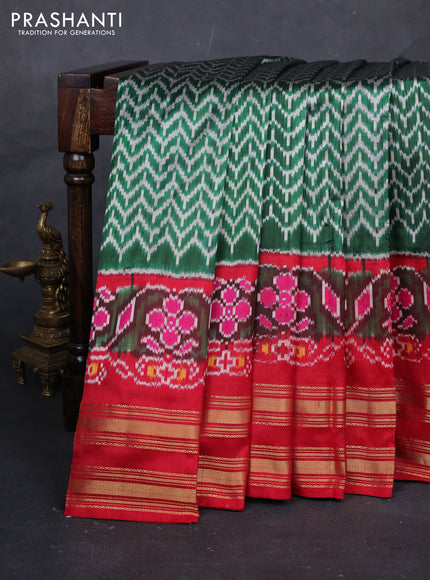 Green & Maroon Pochampally Silk