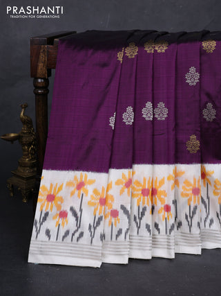 Purple & Off White Pochampally Silk