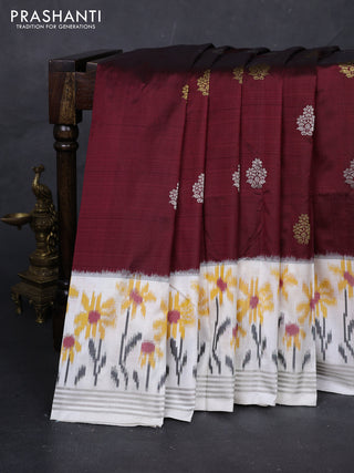 Maroon & Off White Pochampally Silk