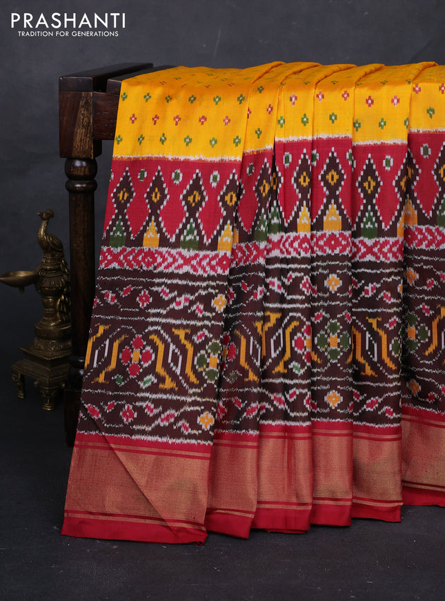 Yellow & Maroon Pochampally Silk