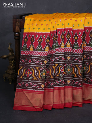 Yellow & Maroon Pochampally Silk