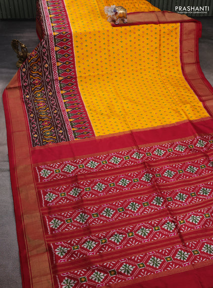 Yellow & Maroon Pochampally Silk