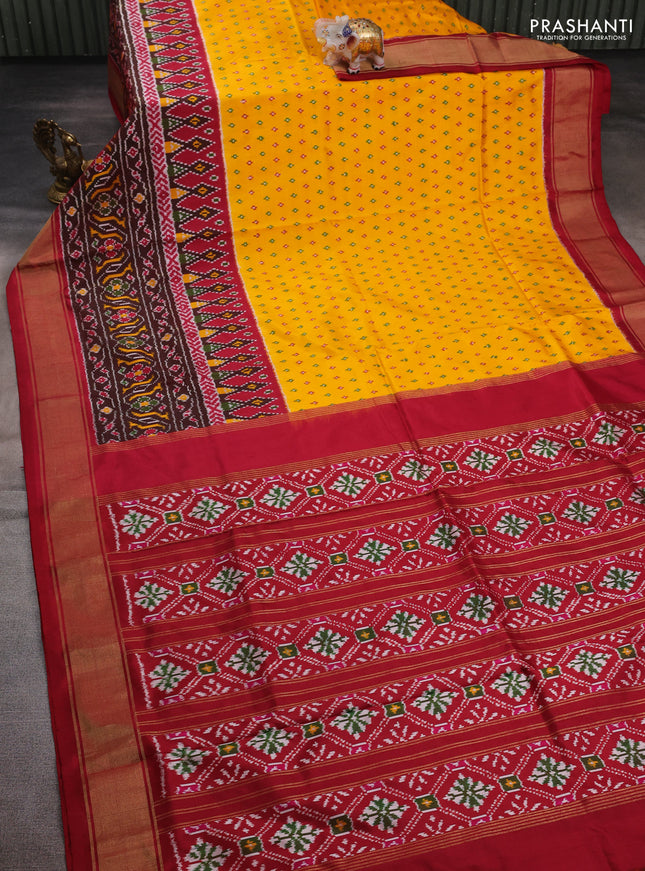 Yellow & Maroon Pochampally Silk