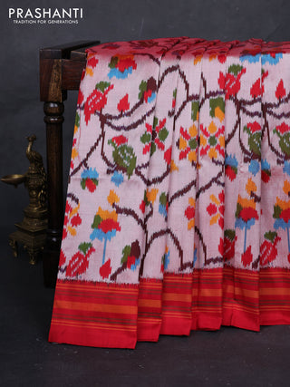 Peach & Red Pochampally Silk