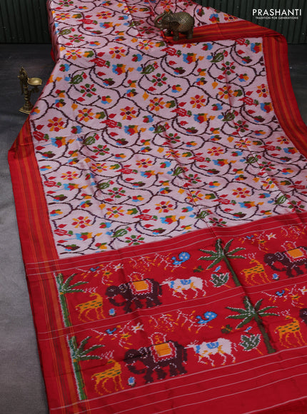 Peach & Red Pochampally Silk