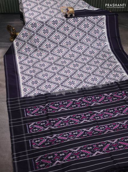 Off White & Navy Blue Pochampally Silk