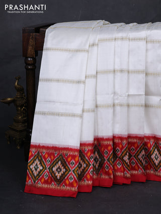 Off White & Red Pochampally Silk