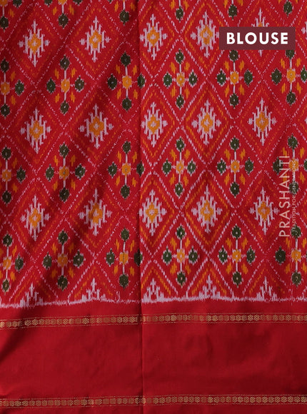Off White & Red Pochampally Silk