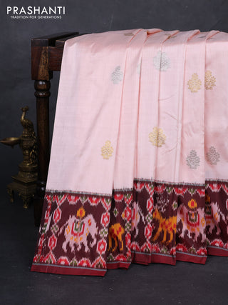 Peach  & Maroon Pochampally Silk