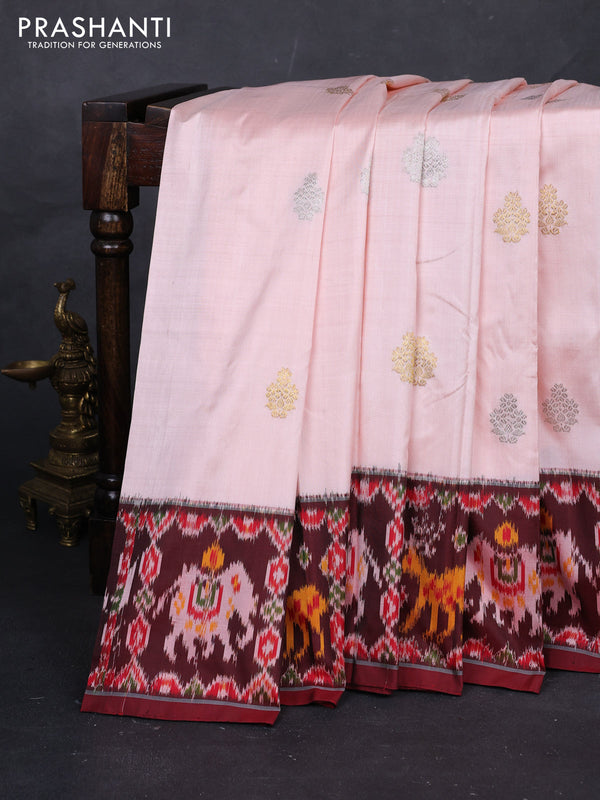 Peach  & Maroon Pochampally Silk