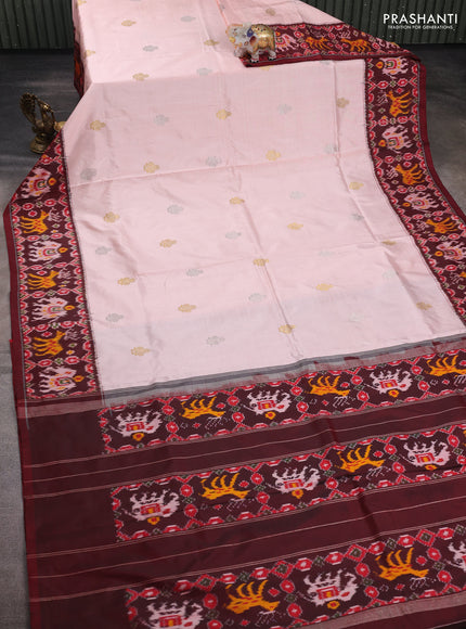 Peach  & Maroon Pochampally Silk