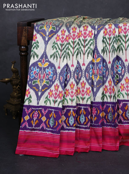 Cream & Pink Pochampally Silk