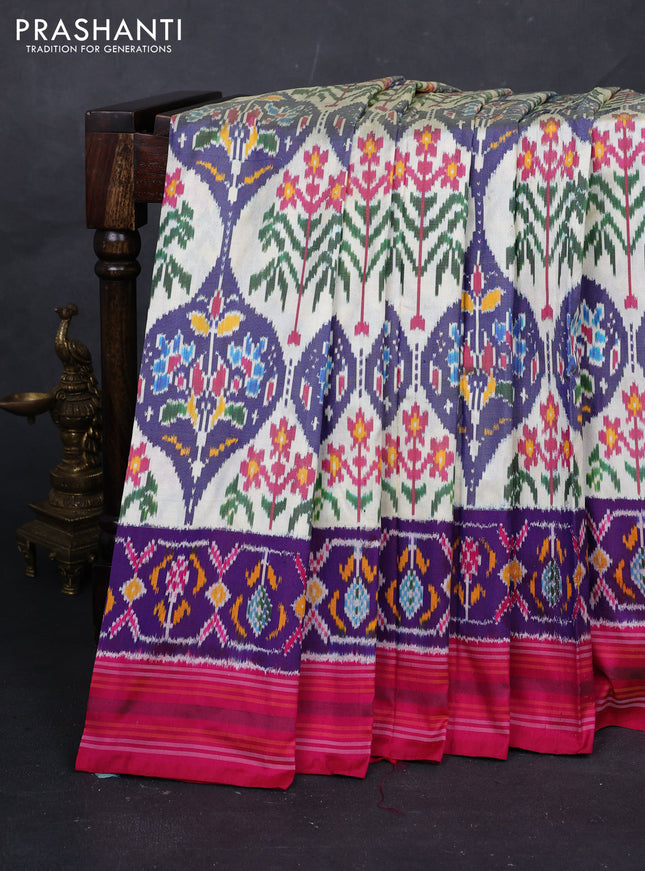 Cream & Pink Pochampally Silk