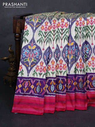Cream & Pink Pochampally Silk
