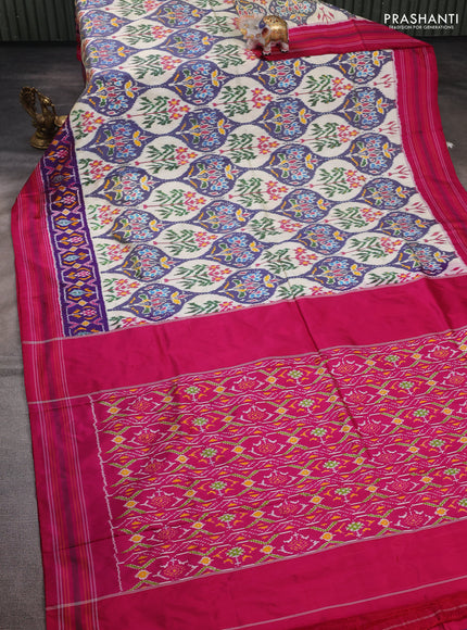 Cream & Pink Pochampally Silk