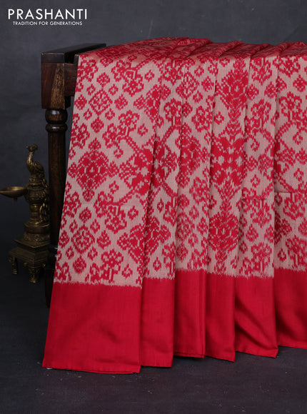 Beige & Pink Pochampally Silk