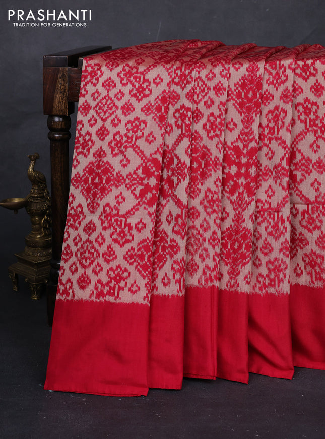 Beige & Pink Pochampally Silk