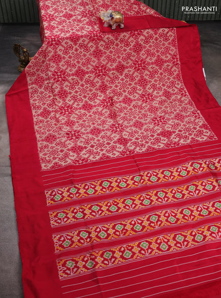 Beige & Pink Pochampally Silk