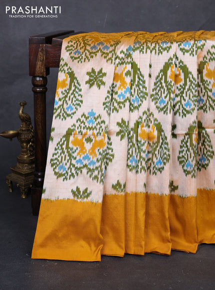 Pale Yellow & Mustard Pochampally Silk