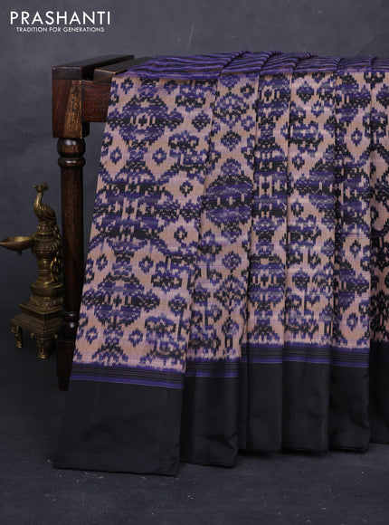 Pastel Peach & Black Pochampally Silk