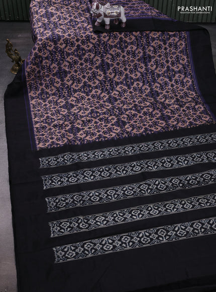 Pastel Peach & Black Pochampally Silk