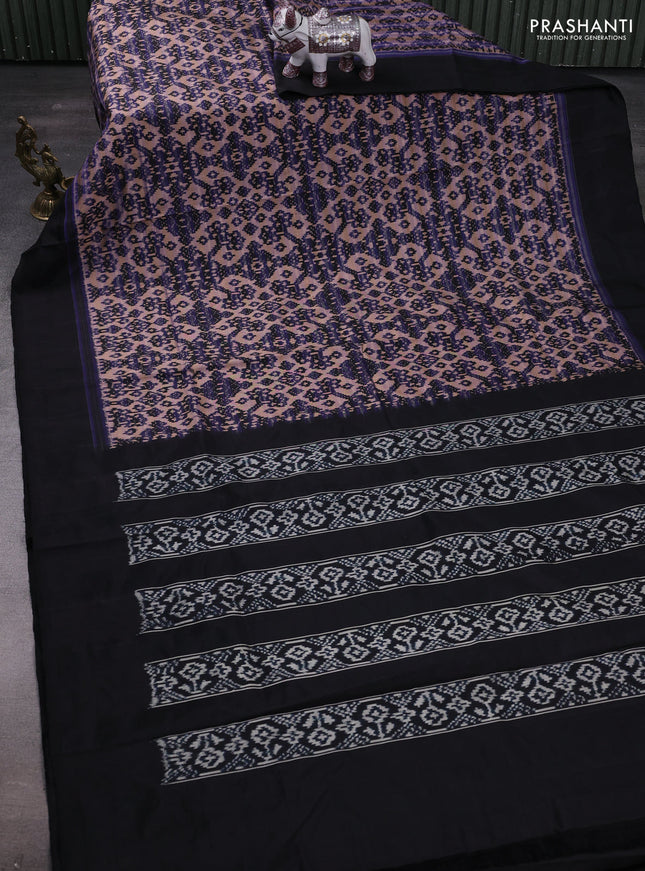 Pastel Peach & Black Pochampally Silk
