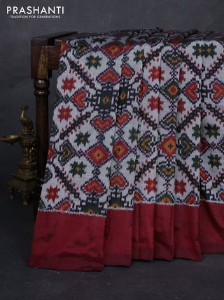 Grey & Maroon Pochampally Silk