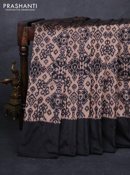 Pastel Peach & Black Pochampally Silk