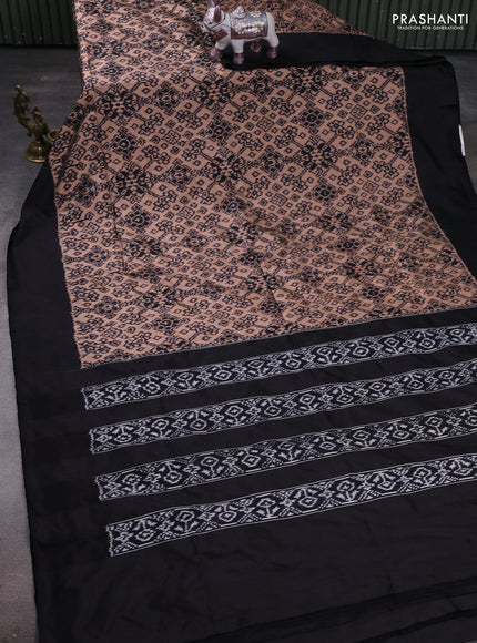 Pastel Peach & Black Pochampally Silk
