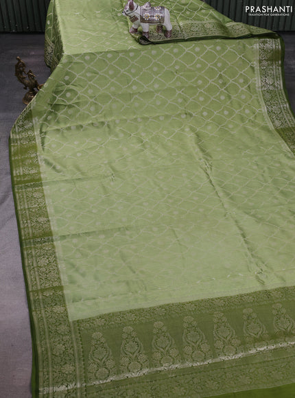 Pastel Green & Sap Green Chiniya Silk Saree - Weaves