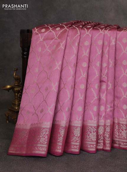 Mauve Pink & Maroon Chiniya Silk Saree - Weaves