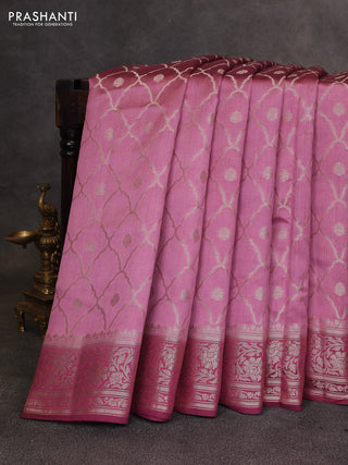 Mauve Pink & Maroon Chiniya Silk Saree - Weaves