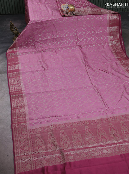 Mauve Pink & Maroon Chiniya Silk Saree - Weaves