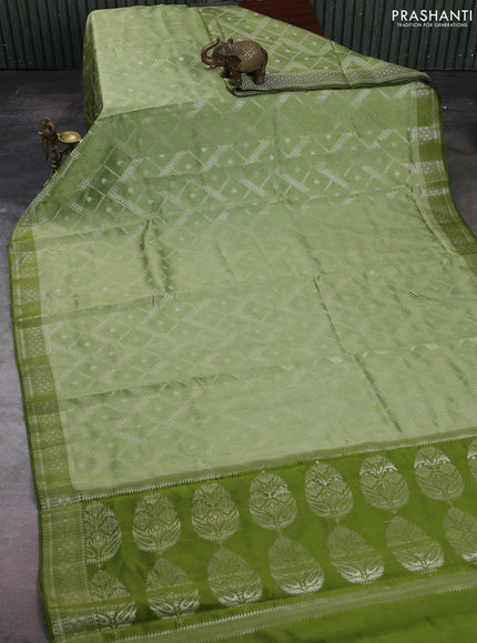 Pastel Green & Sap Green Chiniya Silk Saree - Weaves