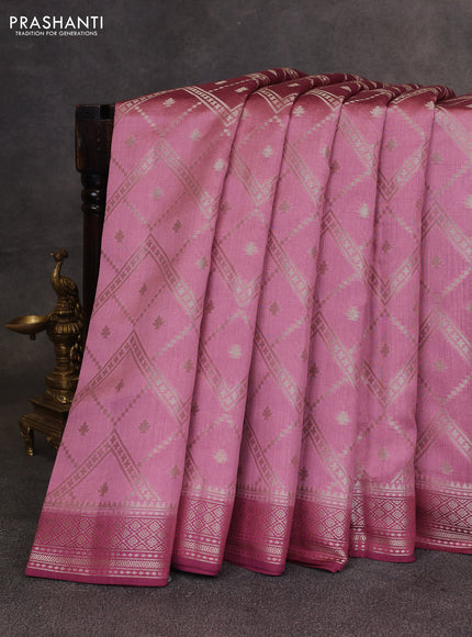 Mauve Pink & Maroon Chiniya Silk Saree - Weaves