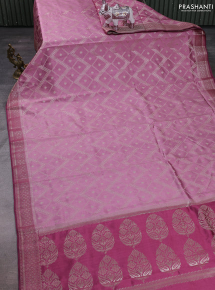 Mauve Pink & Maroon Chiniya Silk Saree - Weaves