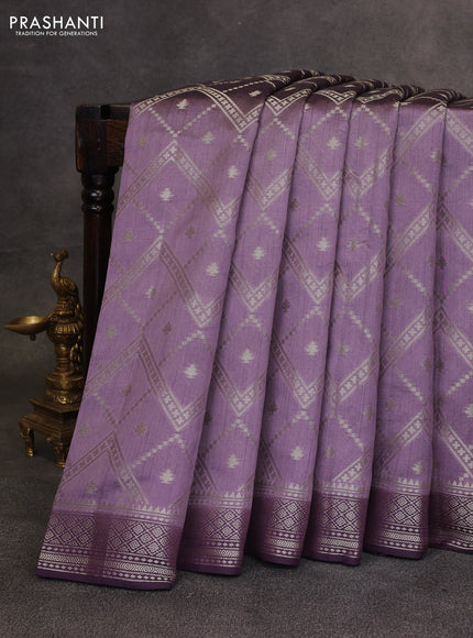 Pastel Purple & Purple Chiniya Silk Saree - Weaves
