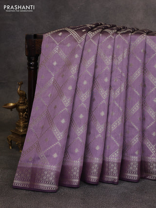 Pastel Purple & Purple Chiniya Silk Saree - Weaves